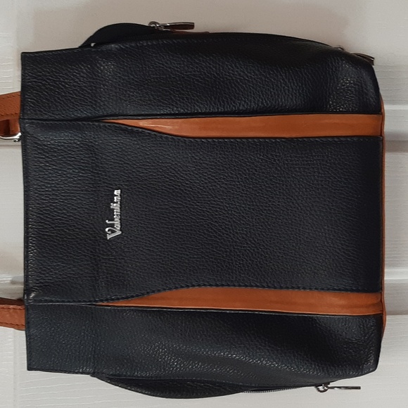 FIVE FOR $50 Valentina Black and Brown Leather Shoulder Bag - Picture 1 of 16